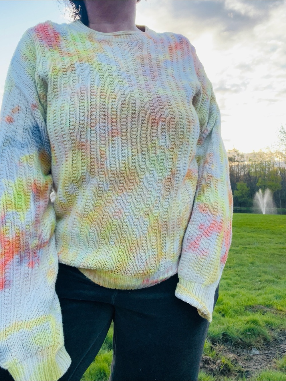 90’s Thick Knit Ice Dyed in Sunset Tones
